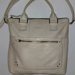 AMERICAN LEATHER CROSSBODY SHOULDER  BAG Cream Color